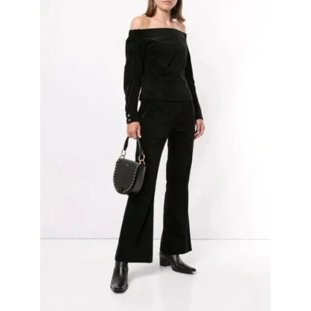 New! Christian Dada Black Off the Shoulder Corduroy Shirt Eu 34 - US XS